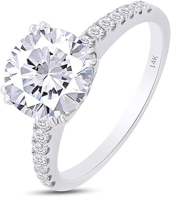 savearth diamonds 2 克拉中心 8mm 圆形切割实验室制造的莫桑石钻石